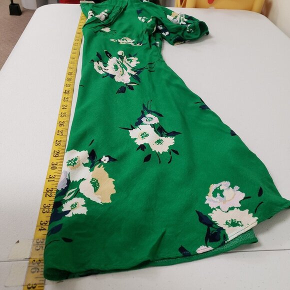 Free People Womens Neon Garden Floral Mini Dress Size 10 Green V Neck Bohemian - Picture 9 of 12